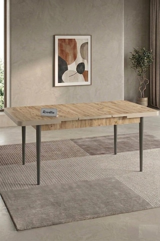 Renlife 70x114 Cm Açılır Mdf Mutfak Masası 4-6 Kişilik Modern Yemek Masası Çam Mdf