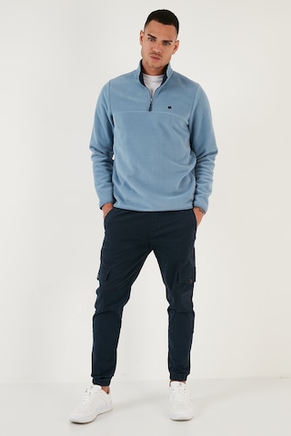 Buratti Slim Fit Anti-Pilling Tüylenme Yapmayan Bato Yaka Kışlık Şardonlu Erkek Polar 5906001 Açık Mavi