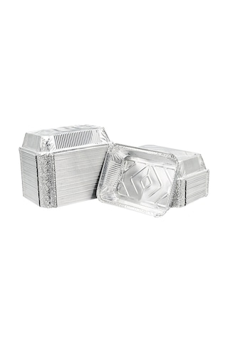 Alüminyum Kapaklı Kase Yemek Kabı 1000 Gr Isıya Dayanıklı Tek Kullanımlık Kap 50 Adet Gri