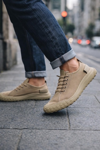 Erkek Günlük Sneaker Modern Tasarım, Konforlu Taban Bej