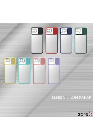 Noktaks - Oppo Uyumlu Oppo Reno 4 Lite - Kılıf Slayt Sürgülü Arkası Buzlu Lensi Kapak - Lila