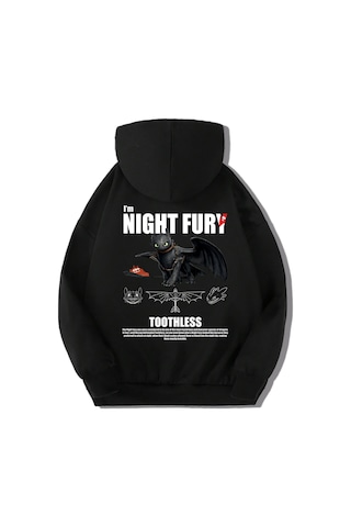 Brz Kids Unisex Çocuk Night Fury Ejderhanı Nasıl Eğitirsin Hoodie Siyah