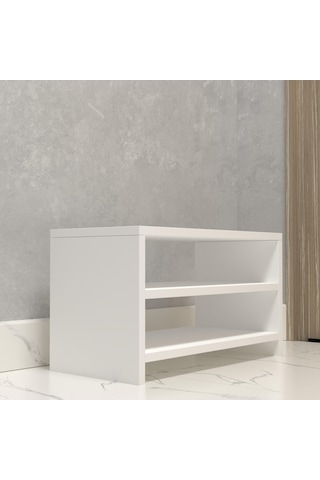 Kenzlife Kapaklı Ayakkabılık Bosnevi Mat Beyaz Suntalam 035 060 30 Altı Çift Ayakkabı Kapasitesi Arkalıksız Beyaz