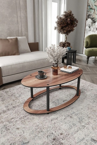 Hole Elips Orta Sehpa Ceviz Ceviz