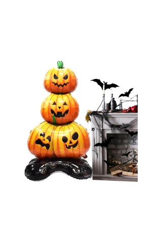 Halloween Cadılar Bayramı Balkabağı Ağacı Ayaklı Büyük Boy Folyo Balon 109x61x40 Cm
