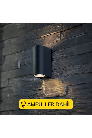 Çift Yönlü Dekoratif Siyah Aplik - Günışığı Ampuller Dahil Diğer