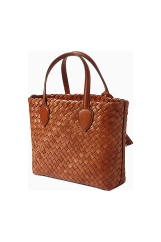 Aspinal Of London Small Island Kahverengi Woven Deri Tote Çanta, Şık Ve Zarif Tasarım Omuz Çantası