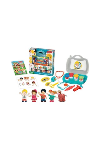 Little People Çantalı Doktor Muayene Seti Ve 4 Renkli Oyun Hamuru Çok  Renkli