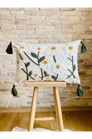 Swita Home Punch İşlemeli Tekli Dekoratif Özel Tasarım Kırlent Kılıfı Panç