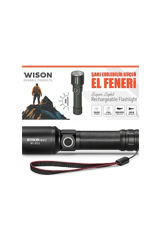 Wison 70 Led 1400 Lümen Şarjlı El Feneri Ws-4212 Siyah