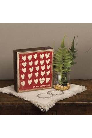 Lexroo 34732 Rustik Esinlenmiş Ahşap Kutu Tabelası, 15 X 15 Cm, It Was Always You Standart