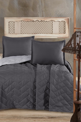 Microfiber Çift Kişilik Yatak Örtüsü Seti Aragon Antrasit