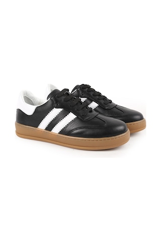 Lbr Kadın Sneaker Hakiki Deri Çift Şerit Çizgili Bağcıklı T-burun Karamel Kauçuk Taban Retro Ayakkabı L075.2324 Syh-byz