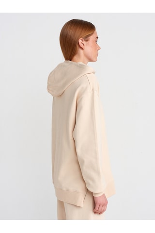 Dilvin 40401 Yanları Fermuarları Sweat- Açık Bej