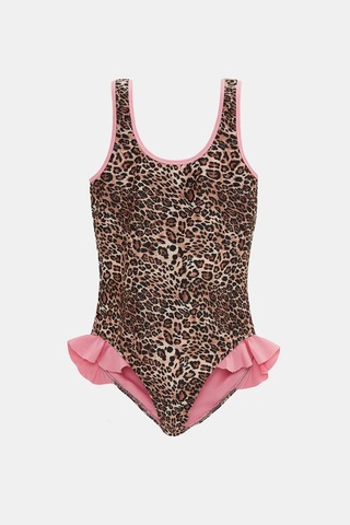 Amarelle Capetown Leopar Desenli Fırfırlı Çocuk Mayosu Leopar
