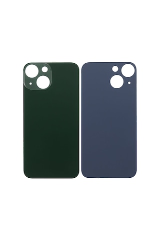 Apple Uyumlu iPhone 13 Mini Logolu Arka Pil Batarya Kapağı, Lens Hariç. Yeşil