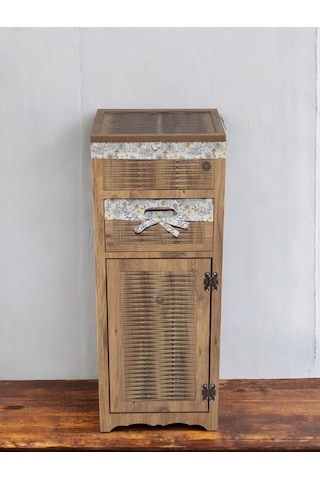 Ahşap Ekmek Sepetli Çekmeceli Hasır Kiler Dolabı Atlantik Çam