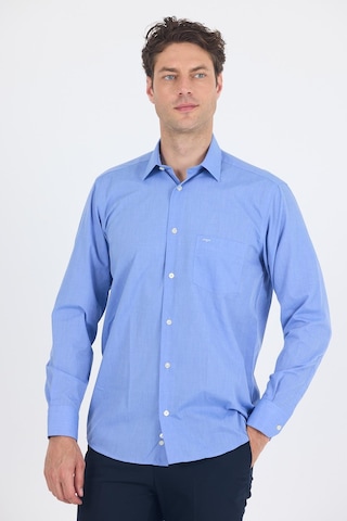 İmza Mavi Uzun Kol Pamuklu Basic Comfort Fit Gömlek 1004250002 Koyu Mavi