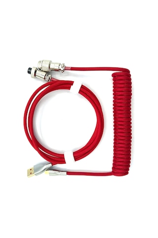 Mekanik Klavye Sarmal Kablo Tip C - Usb Veri Kablosu Kırmızı