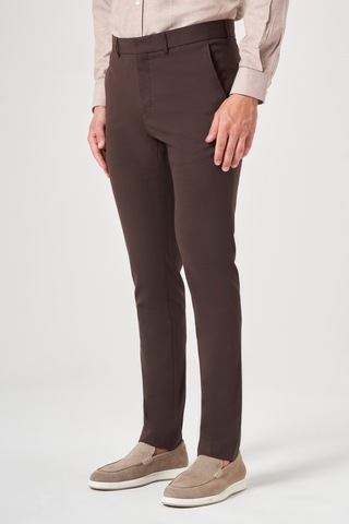 İmza Kahverengi Yan Cep Slim Fit Esnek Chino Pantolon 1003260154