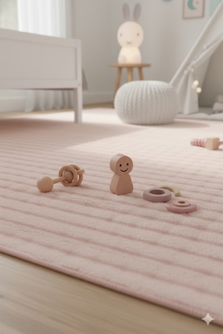 Pembe Bubble Kaymaz Taban Peluş Yolluk Halı Leke Tutmaz Kolay Temizlenir Lüks Anne Bebek Çocuk Odası Pembe