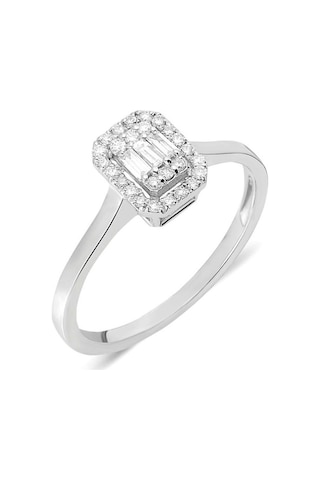 Brezza Lusso Jewelry Gümüş Baget Zirkon Taşlı Tektaş Bayan Yüzük - 462269813