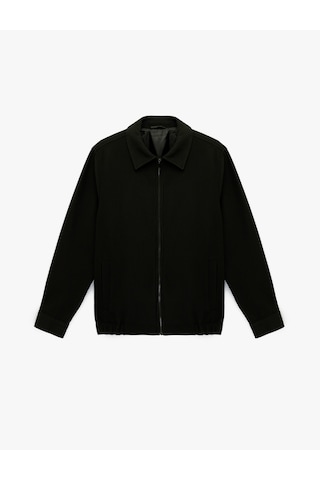 Koton Regular Fit Uzun Kollu Cepli Gömlek Yaka Fermuarlı Fitilli Bomber Ceket Siyah 6sam20002hk Siyah