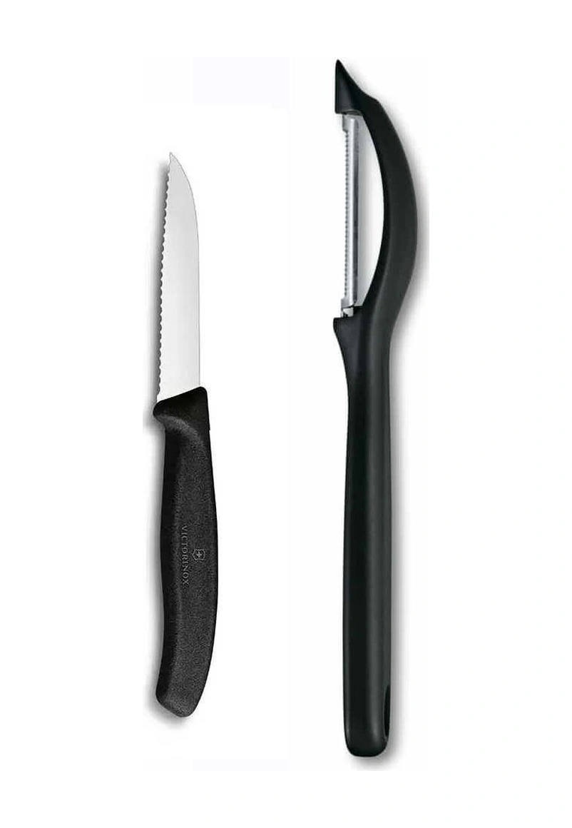 Victorinox Domates Soyacağı - 8 Cm Sivri Uçlu Tırtıklı Sebze Meyve Bıçağı Siyah