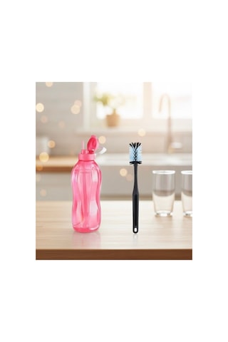 Eco Şişe 2 Lt Şişe Pipetli Pembe+ Eco Şişe Fırçası Siyah Pembe