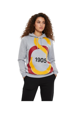 Galatasaray Büyük Logolu Gri Sweatshirt Bayrak Hediyeli Gri