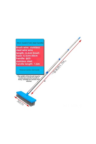 Monyee 30cm Paslanmaz Çelik Telli Zemin Fırçası - 1.6m Paslanmaz Çelik Saplı, Kuru Bıçaklı, Ev Temizliği İçin Mozaik, Kireç Ve Pas Temizleyici Diğer