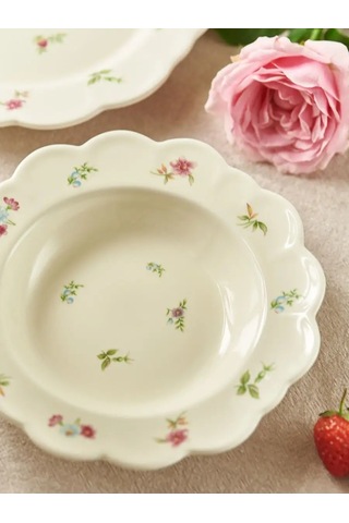 Roomi Çiçek Desenli 19,5 Cm Yemek Tabakı 220 Ml 168299148 Beyaz