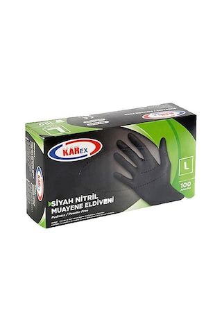 Karex Nitril Pudrasız Eldiven L Siyah 100'lü
