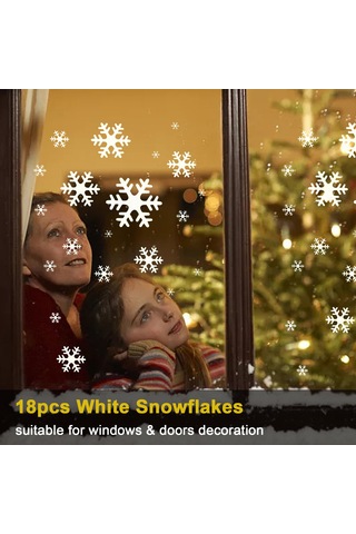Kangvka 18 Adet Beyaz Köpük Kar Taneleri - Noel Dekorasyonu Paketi 30x30cm'den 5.5x5.5cm'ye Beyaz