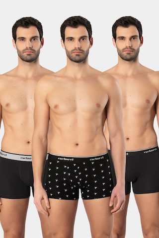 Cacharel Erkek Desenli Likralı Boxer 3'lü Paket 1339/siyah 1 Gri