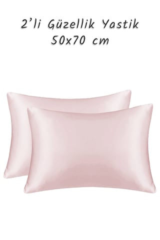 Güzellik Yastığı %100 Ipek Saten 2 Adet Luxury Yastık Kılıfı Pudr