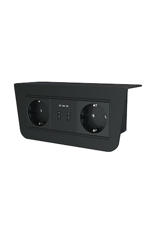 Metalline® Under-line Tezgah Altı Priz&Usb Kutusu - Siyah