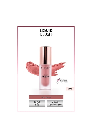Note Cosmetique Liquid Blush Nemlendirici Etkili Likit Allık - 30 Berry (Işıltılı)