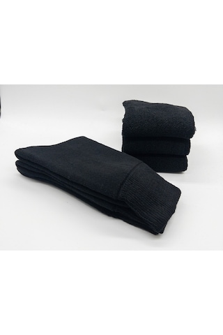 Socks Premium Termal 6 Çift Kadın Siyah Ekstra Kalın Tam Havlu Sıkmayan Lastikli Kışlık Çorap Siyah