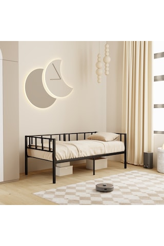 Zenit Metal Karyola Siyah, Korkuluklu Karyola, Daybed, Ölçü Seçe
