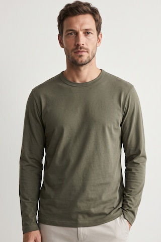 Elemge %100 Pamuk Süprem Basic Erkek T-shirt Compact Penye Tok Yumuşak Kumaş Normal Kalıp Terletmez Uzun Kollu Haki Sporcu Motorcu Tişört Body