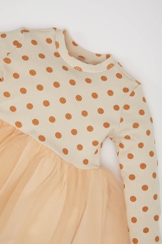 DeFacto Kız Bebek Çiçekli Uzun Kollu Tül Elbise D9573A525SPBG360 Bej