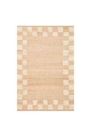 Natura Nt13 Beyaz Dama Desenli Jüt El Dokuma Bej Modern Halı