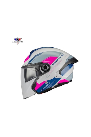Cosmo Sv A8 Parlak Güneş Vizörlü Yarım Kask Pembe
