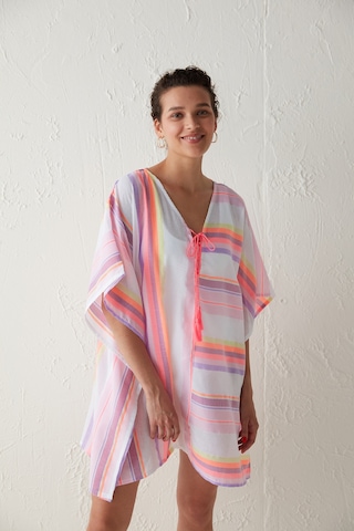 Penti Çizgili Neon Kaftan Çok Renkli