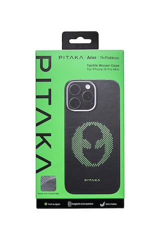 Apple Uyumlu iPhone 16 Pro Max Kılıf Magsafeli Lumintex Teknoloji Fosforlu Aramid Fiber Pitaka Aries Serisi Alien