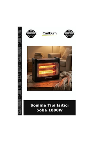 Şömine Tipi Isıtıcı Soba 1800w Dekoratif Cam Ön Yüzey Vatlı