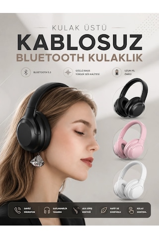 Kablosuz Bluetooth Kulaklık Anc/enc Destekli Kulak Üstü Yüksek Ses Kaliteli - 15000 Diğer