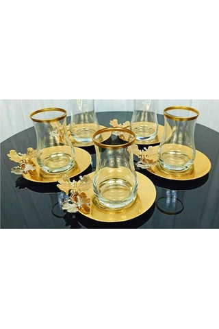 Çnr Home Collection 6 Kişilik 12 Parça Gold Çay Seti, Çay Takimi, Hediyelik & Çeyizlik Gold