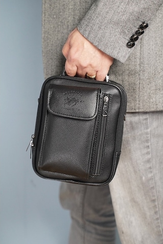 Erkek Siyah Deri Çelik Kasalı Telefon Bölmeli El Ve Omuz Çantası (539615540)